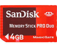 SanDisk 4GB Memory Stick PRO Duo Card